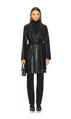 Sanctuary Vegan Leather Coat in Black from Revolve.com | Revolve Clothing (Global)