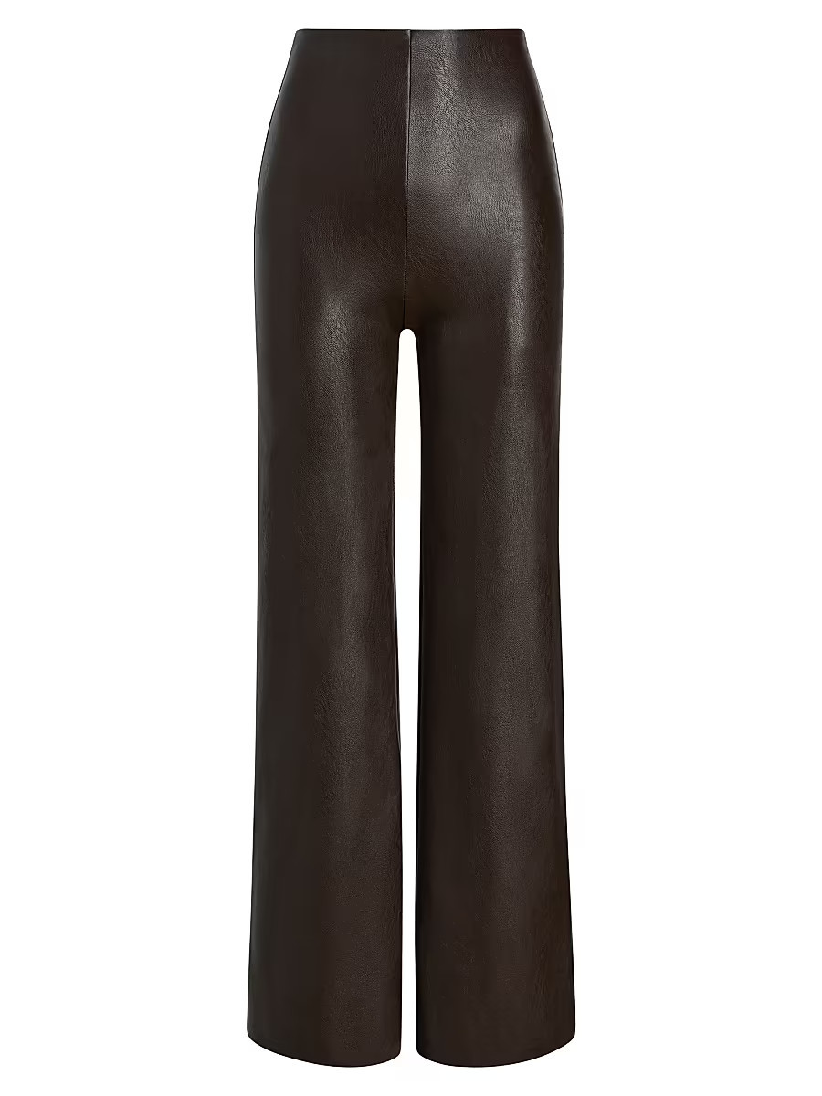 Women's Faux-Leather Wide-Leg Pants - Espresso - Size Large | Saks Fifth Avenue