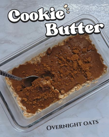 Cookie Butter Overnight Oats 

Recipe:
1/2 cup of oats
1/2 cup of milk
1/2 scoop protein powder (could use vanilla premade protein shake) 
1/2 cup of milk (omit milk if using shake) 
Refrigerate for 1 hour
Melt 2 tbsp cookie butter and pour on top
Crush 1 cookie butter cookie 
Refrigerate overnight 

Breakfast 
Recipe
Meal prep 
Pyrex
Healthy recipe 
Kitchen 

#LTKtravel #LTKfitness #LTKhome