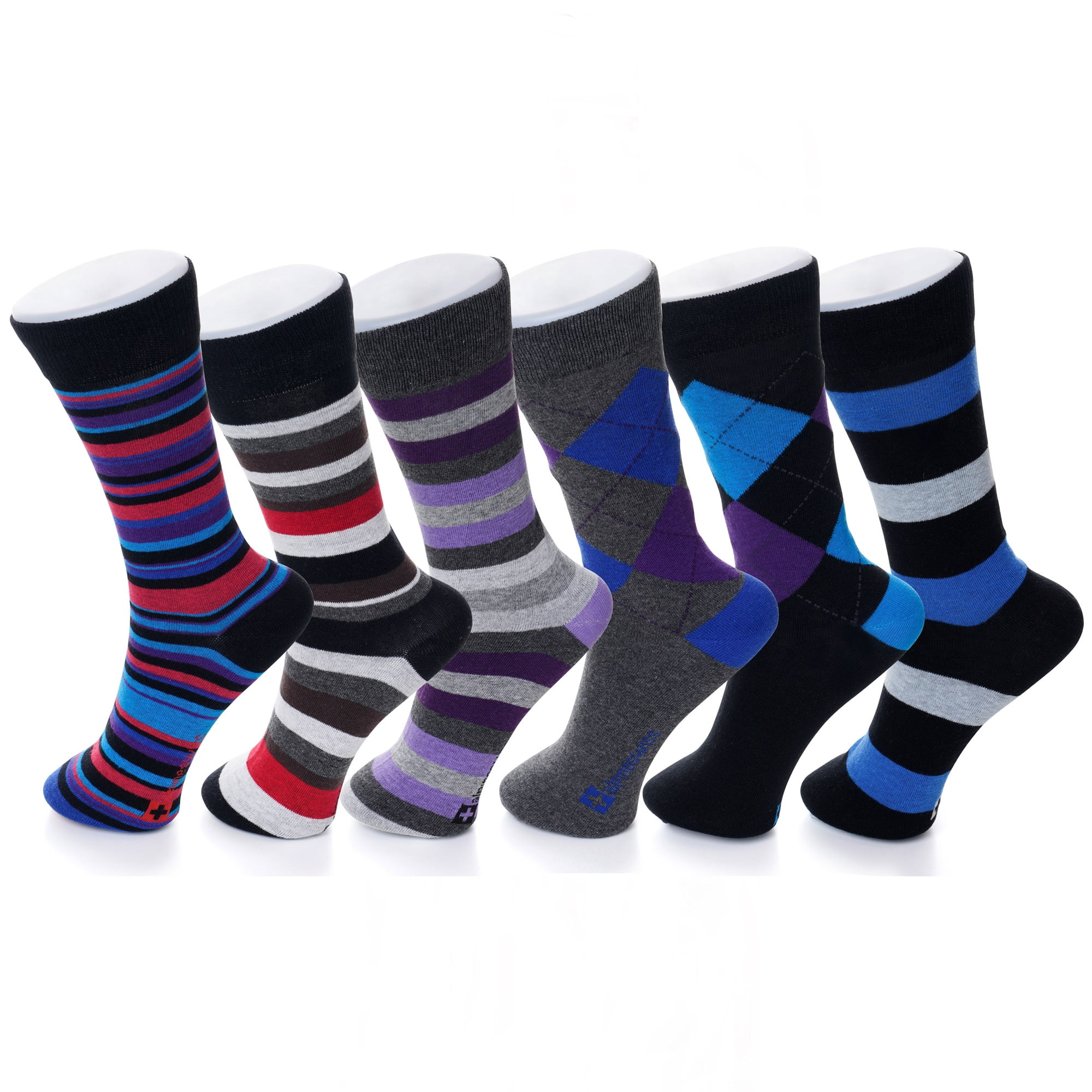 Alpine Swiss 6 Pack Mens Cotton Dress Socks Mid Calf Argyle Pattern Solids Set - Walmart.com | Walmart (US)