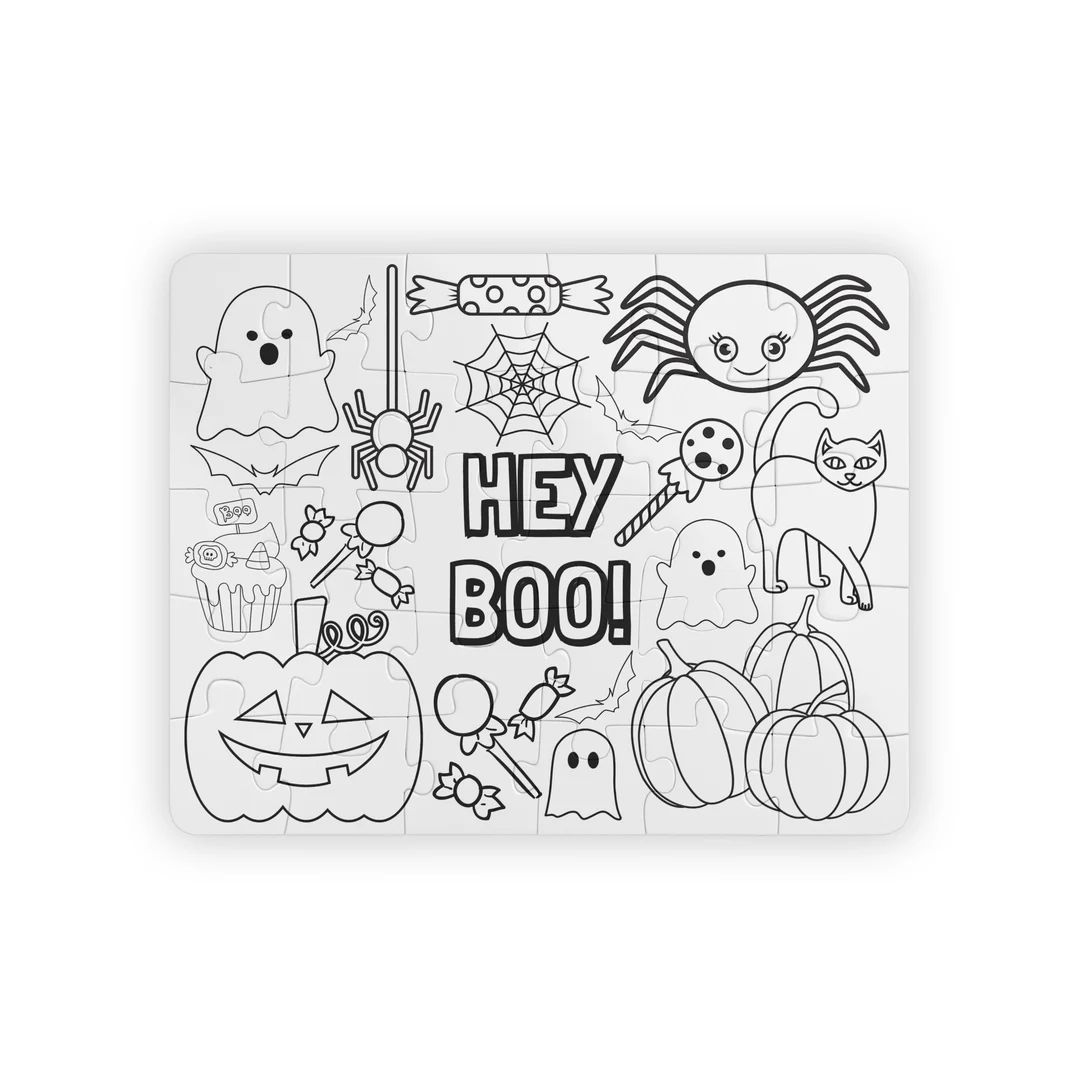Halloween Coloring Puzzle Hey Boo Coloring Activity for Kids - Etsy | Etsy (US)