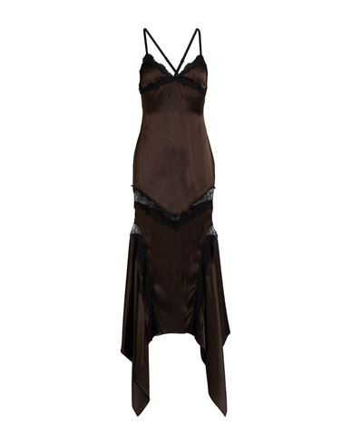 The Attico Woman Maxi dress Dark brown Size 2 Silk, Polyamide, Viscose, Polyester | YOOX (US)