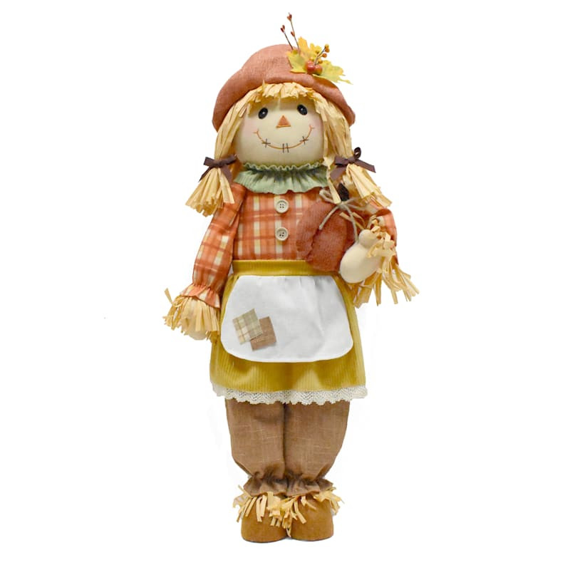 Homespun Harvest Plaid Scarecrow Girl, 31.5" | At Home