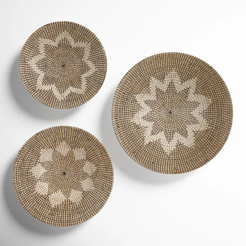 Birch Lane™ Seagrass Handmade Woven Floral Basket Plate Home Wall Decor with Black and White Ac... | Wayfair North America