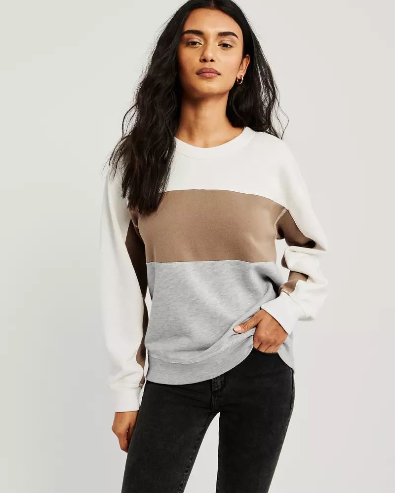 Long-Sleeve Colorblock Crewneck Sweatshirt | Abercrombie & Fitch (US)