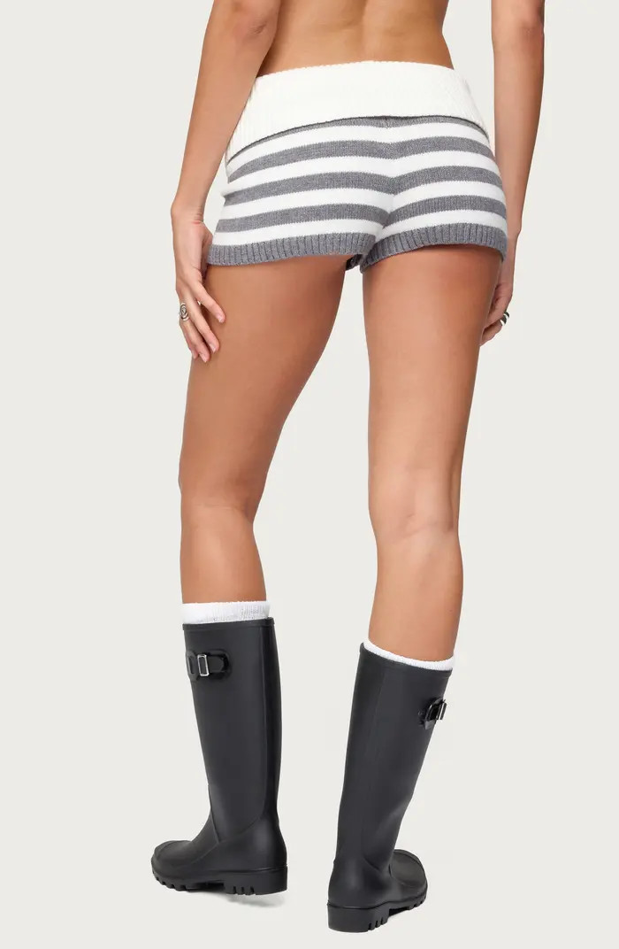 Saphi Stripe Foldover Waist Knit Shorts | Nordstrom