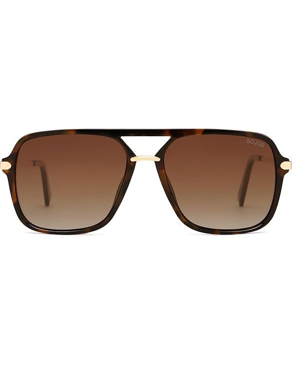 SOJOS Sunglasses for Women & Men, Square, Retro, Polarized Lens, Trendy Aviator, 90s Shades | Amazon (US)