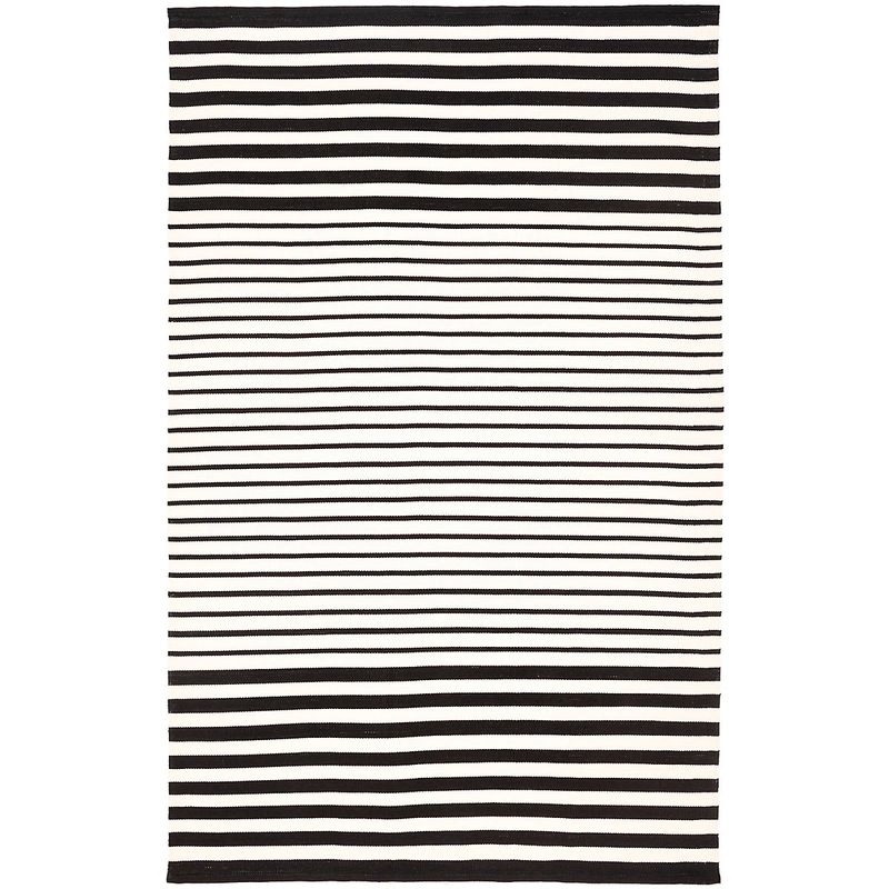 Port Stripe Black Handwoven Indoor/Outdoor Rug | Annie Selke