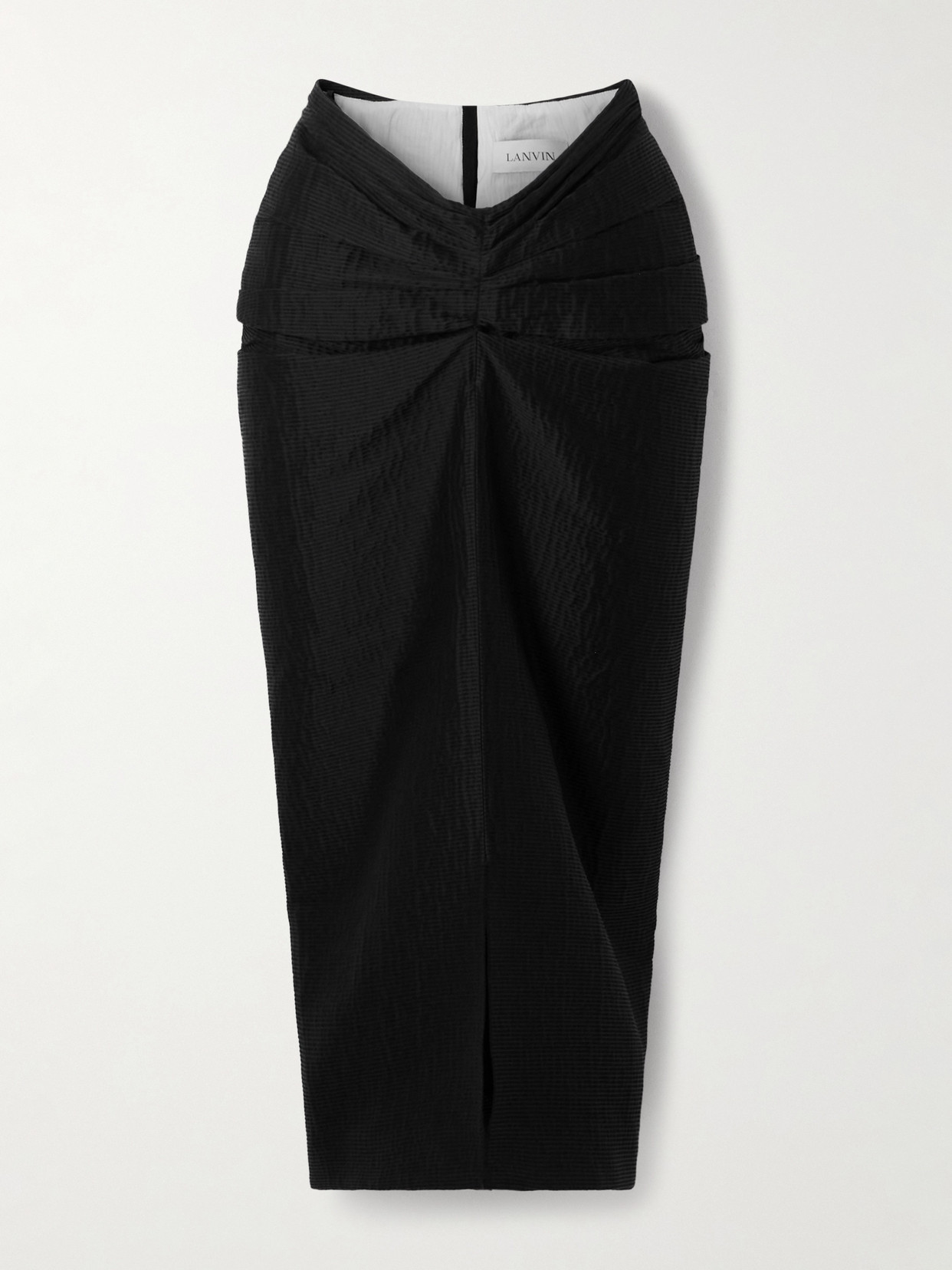 Lanvin - Draped Satin-jacquard Midi Skirt - Black | NET-A-PORTER (US)