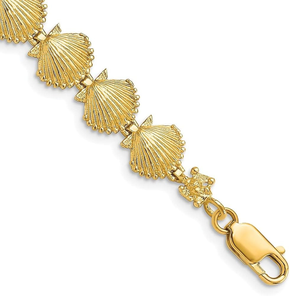14k Yellow Gold Scallop Shell Bracelet Fine Jewelry For Women Gifts For Her, 7.25" | Amazon (US)