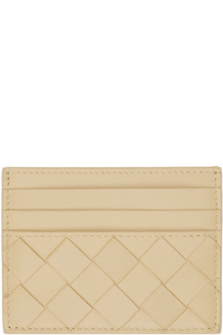 Beige Intrecciato Card Holder | SSENSE