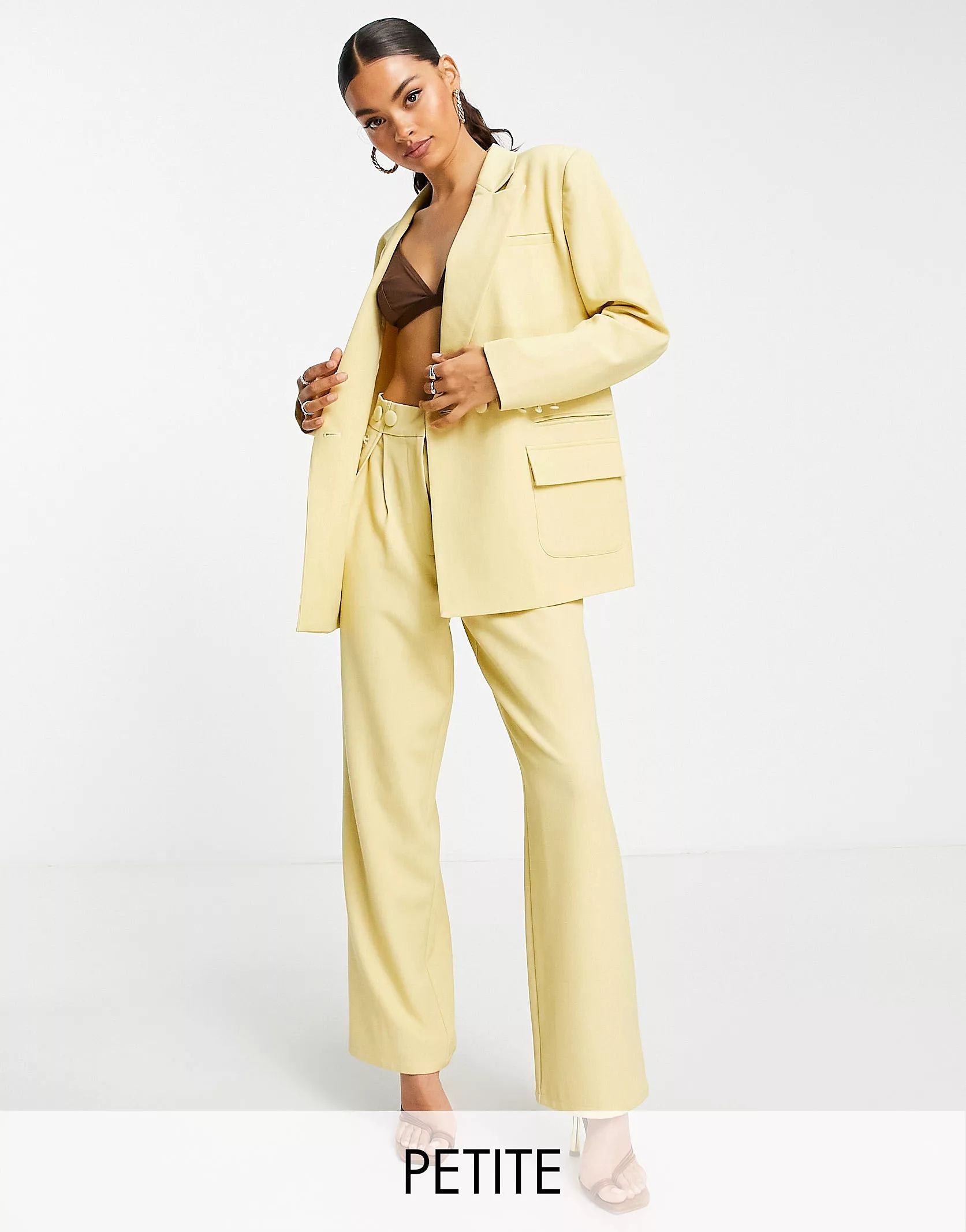 4th & Reckless Petite oversized tailored blazer in yellow - part of a set  | ASOS | ASOS (Global)