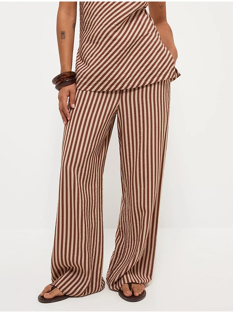 Brown Striped Wide Leg Co-ord Trousers | George