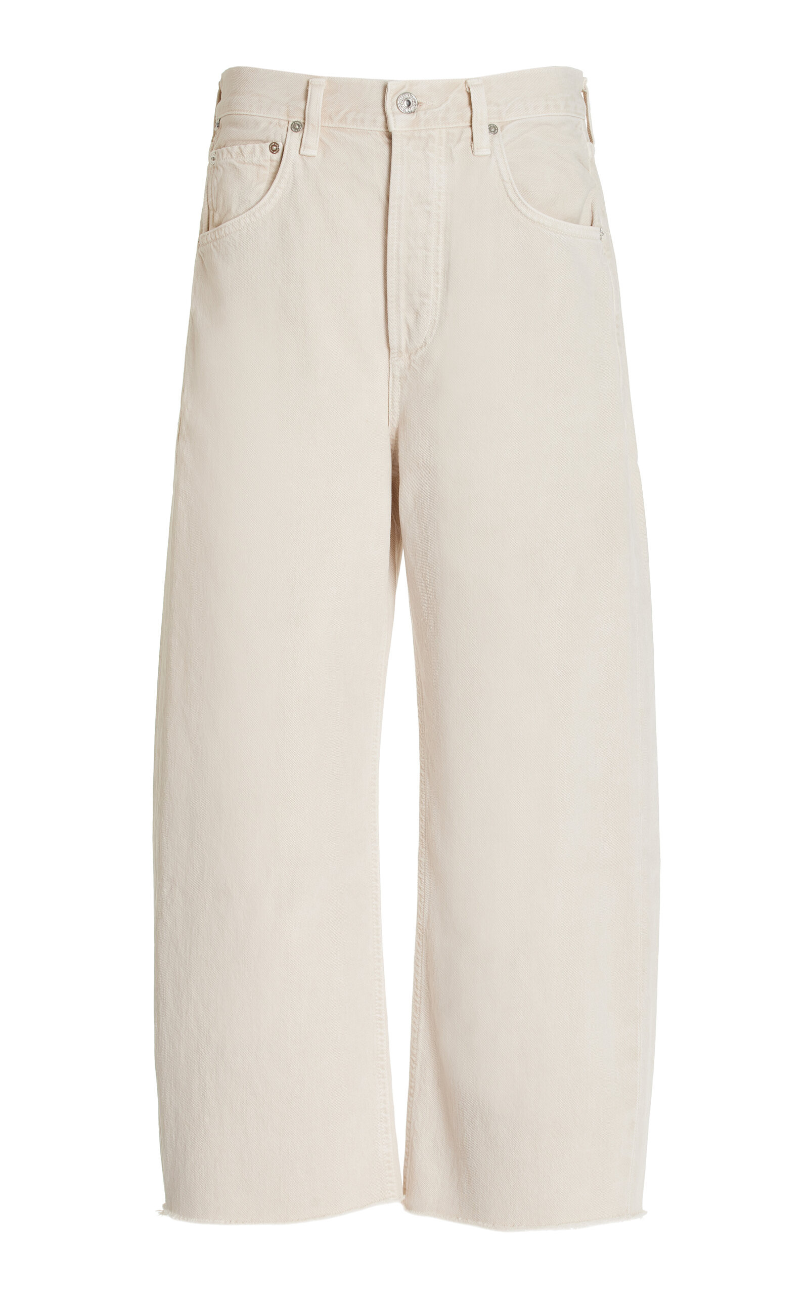 Citizens of Humanity - Ayla Rigid High-Rise Cropped Raw-Edge Wide-Leg Jeans - Ivory - 30 - Moda Operandi | Moda Operandi (Global)