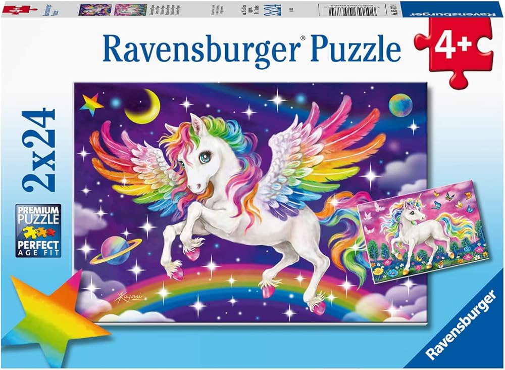 Ravensburger Unicorn and Pegasus Jigsaw Puzzle Set for Kids - 2 x 24 Pieces | Easy-to-Hold Pieces... | Amazon (US)