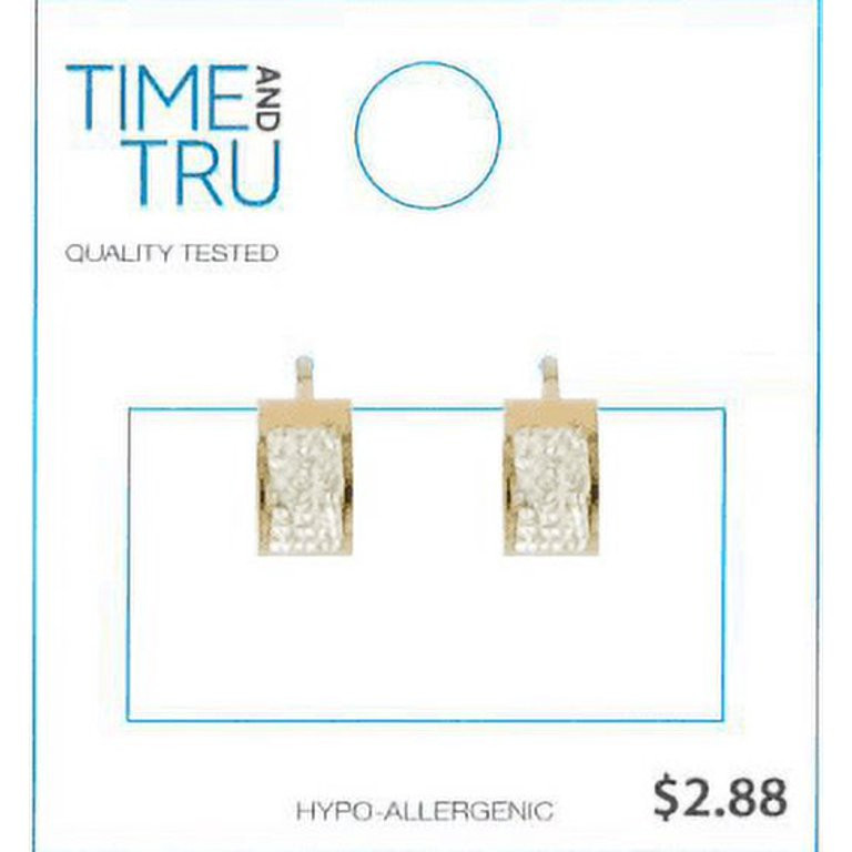 Time and Tru Gold Wide Crystal Huggie Hoop Earrings | Walmart (US)