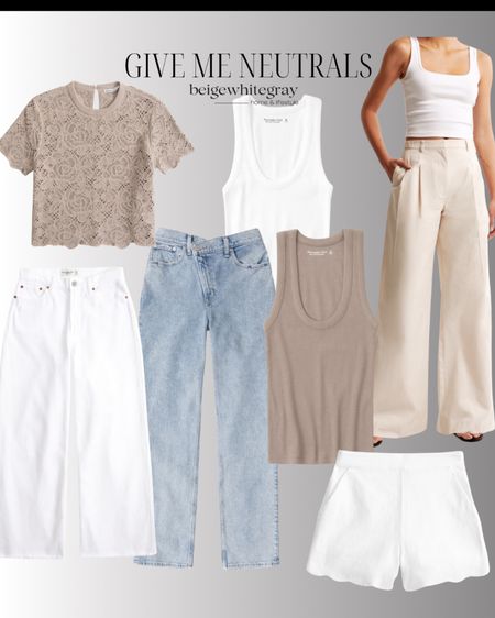 Give me neutrals!! White denim cropped wide leg jeans!! Loving the asymmetrical button on these jeans! The tanks are essentials this season, and this crochet top is the cutest. 

#LTKsalealert #LTKfindsunder100 #LTKSeasonal