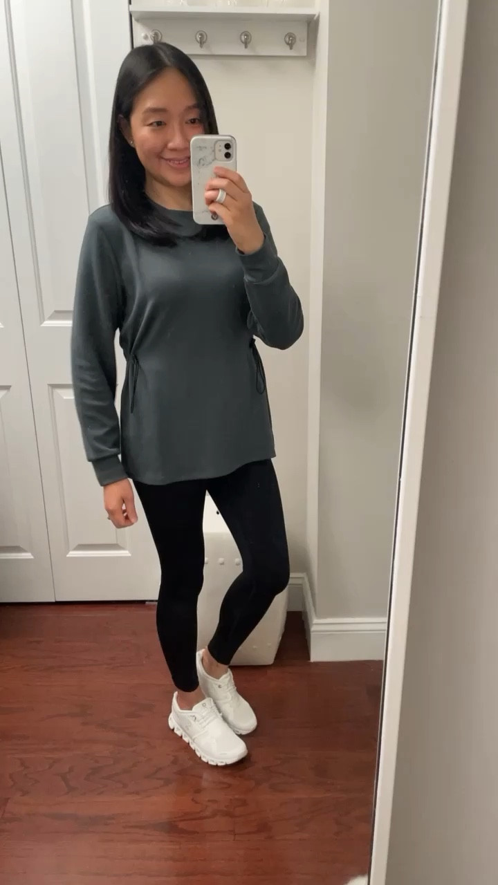 Love this $16.99 top which cinches on both sides. The side drawstrings cinch for more waist definition. I took size XS and have this in black and green shown here. I'm 5' 2.5" and currently 110 pounds.

#LTKover40 #LTKfindsunder50