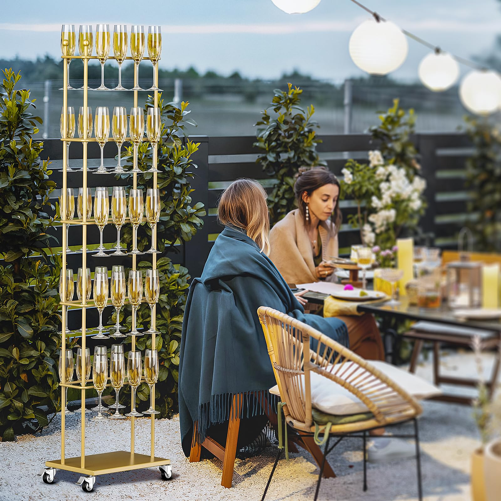 ikare Champagne Wall,Champagne Wall Holder for Party,5 Tier Metal Champagne Wall Stand,40 Wine Gl... | Amazon (US)