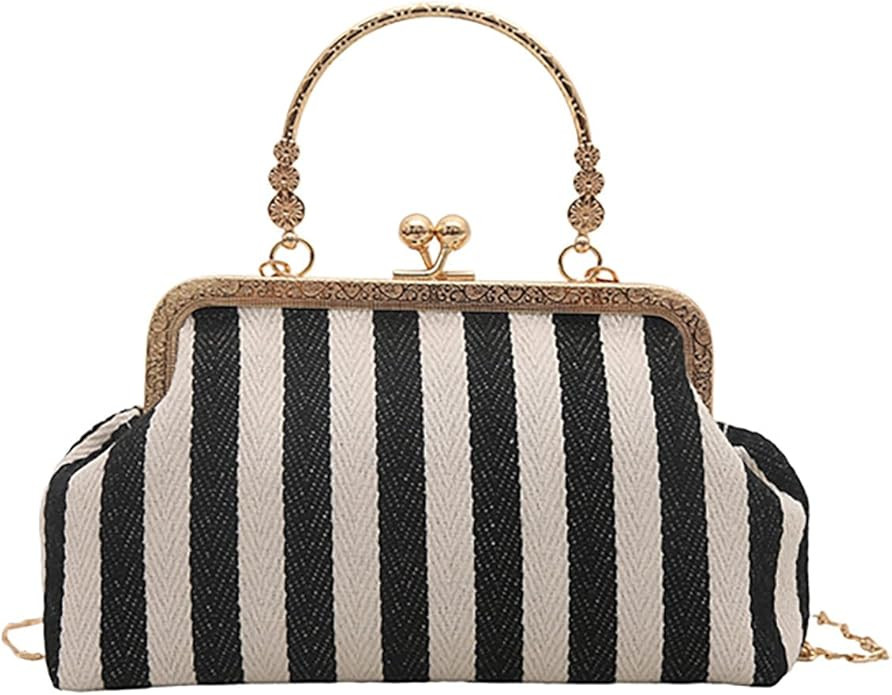 SweatyRocks Women's Striped Clutch Handbags Small Shoulder Crossbody Bag with Chain Strap | Amazon (US)