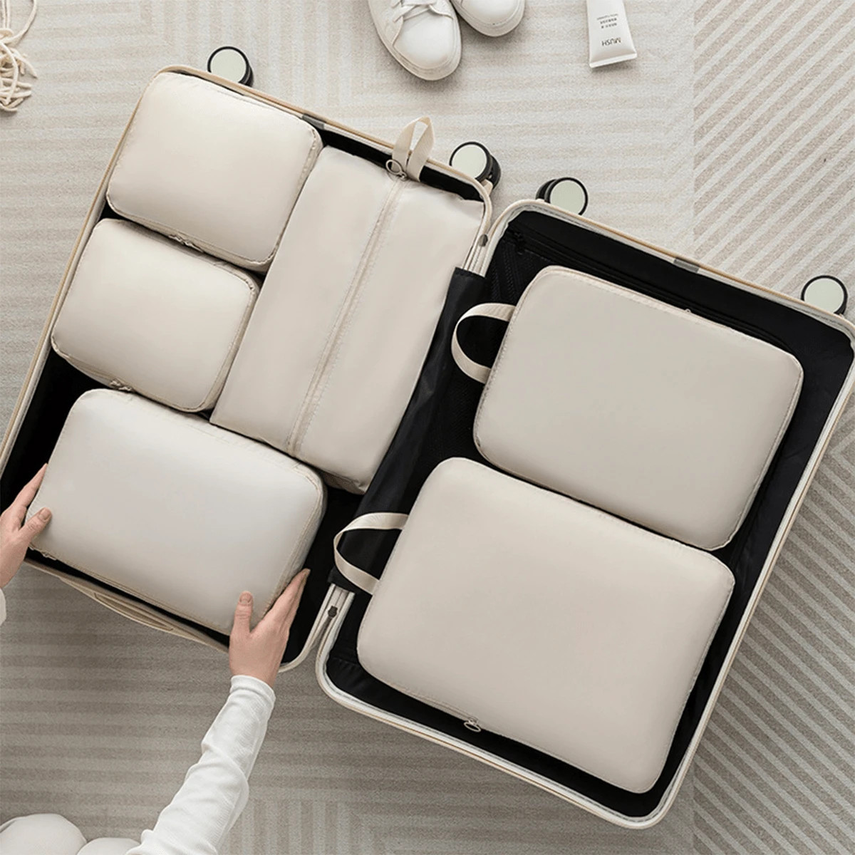 6 Pcs Compression Packing Cubes,Travel Bag Set,Travel Storage Bag Set,For Travel,For College Dorm... | SHEIN