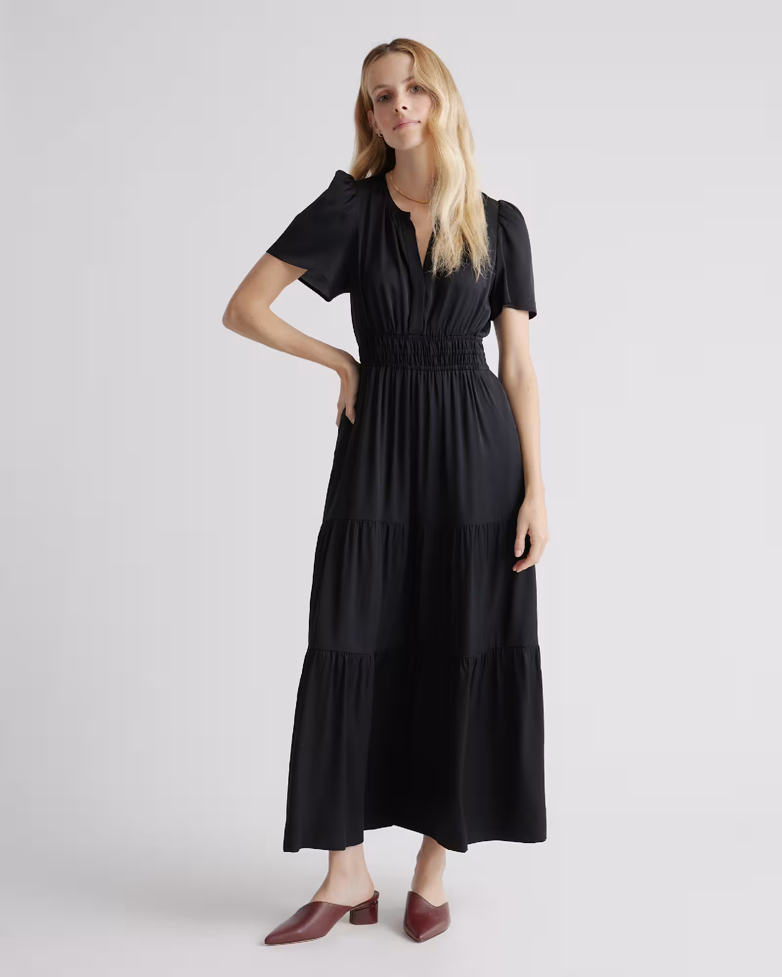 Washable Stretch Silk Tiered Maxi Dress | Quince