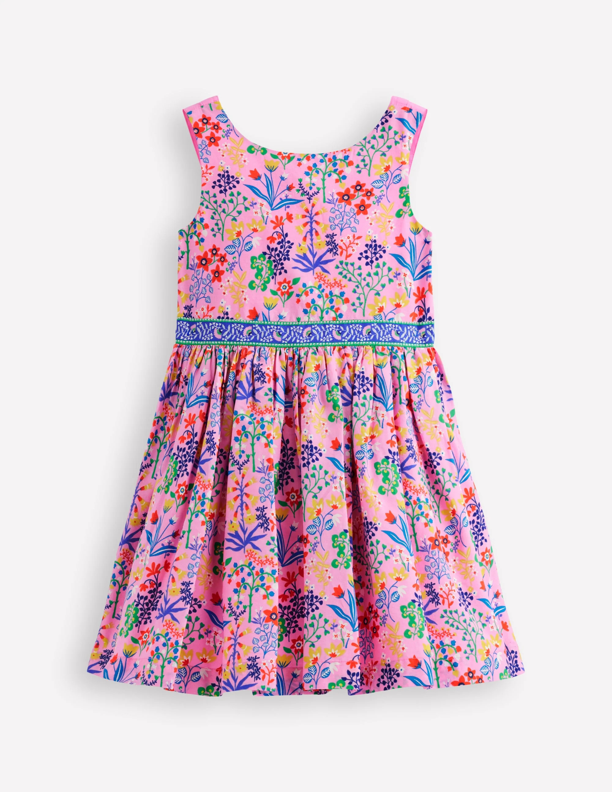 Multi Strap Flare Dress-Meadowsweet Pink Garden Floral | Boden (US)