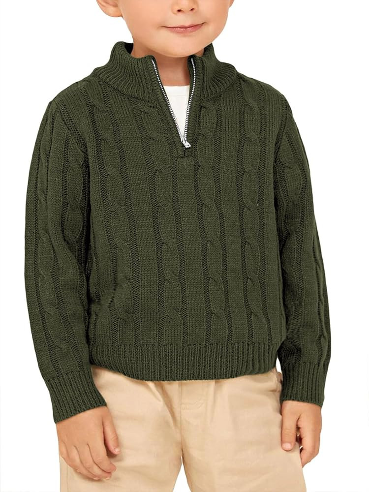 Zhaovi's Toddler Boys Girls Sweater Twisted Knit Cable 1/4 Zip Sweaters Outfit Baby Winter Long S... | Amazon (US)
