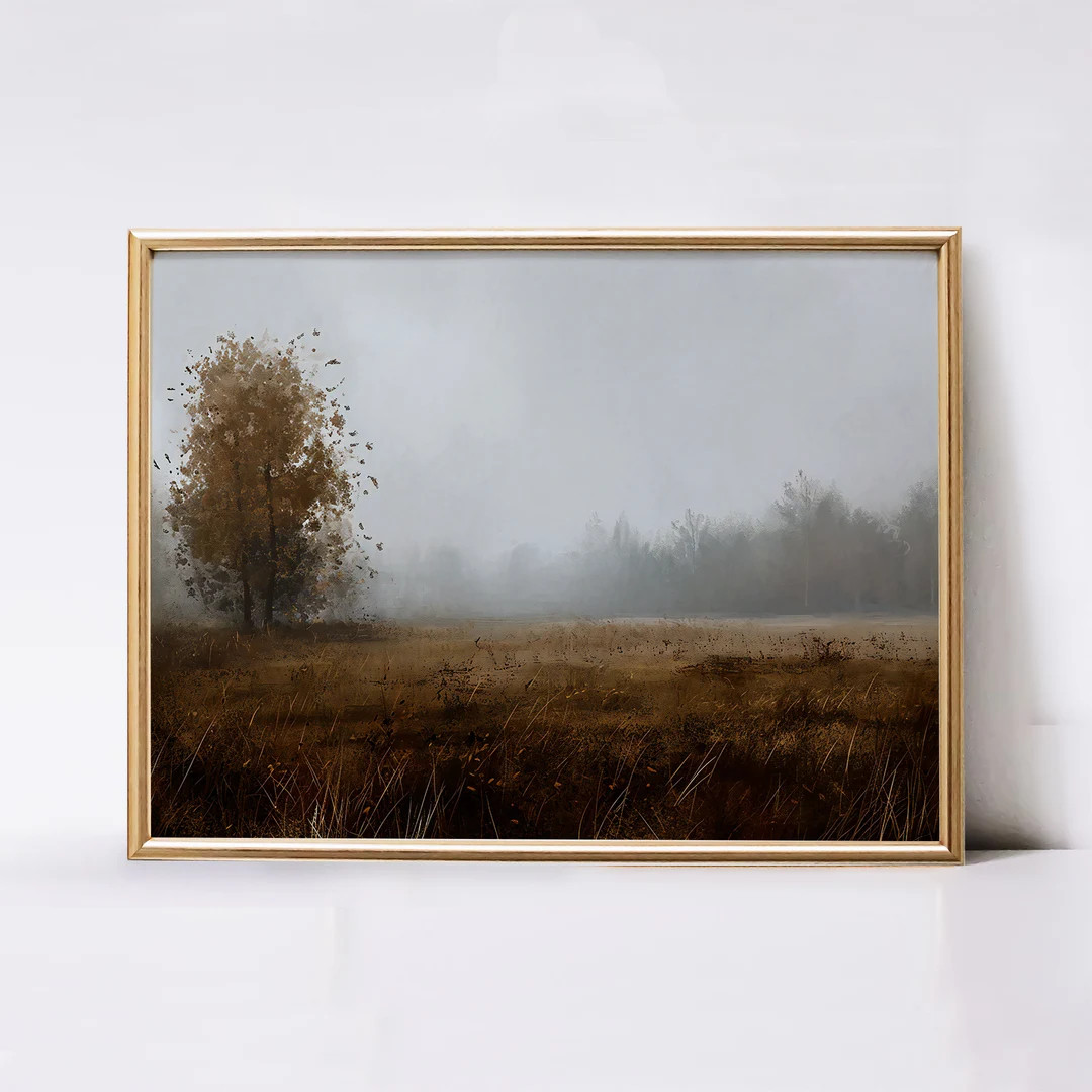 Vintage Autumn Plain Wall Art Muted Fall Landscape Painting Digital Download Farmhouse Printable ... | Etsy (US)