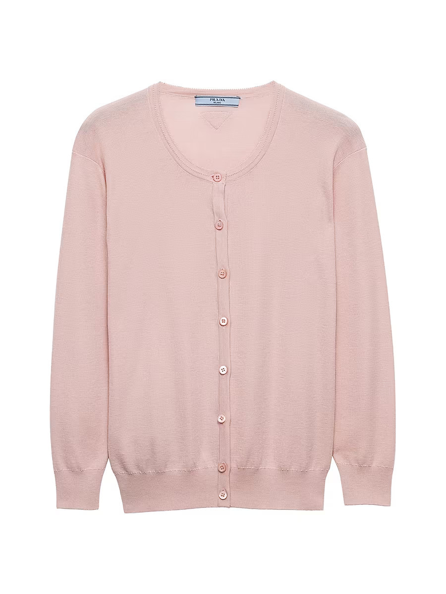 Women's Cotton and Silk Knit Cardigan - Pink - Size 4 | Saks Fifth Avenue