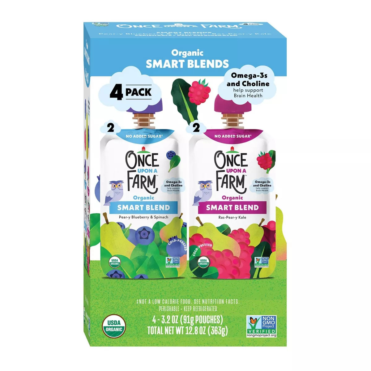 Once Upon a Farm Organic Smart Blend Kids' Snack Variety Pack - 12.8oz/4ct Pouches | Target