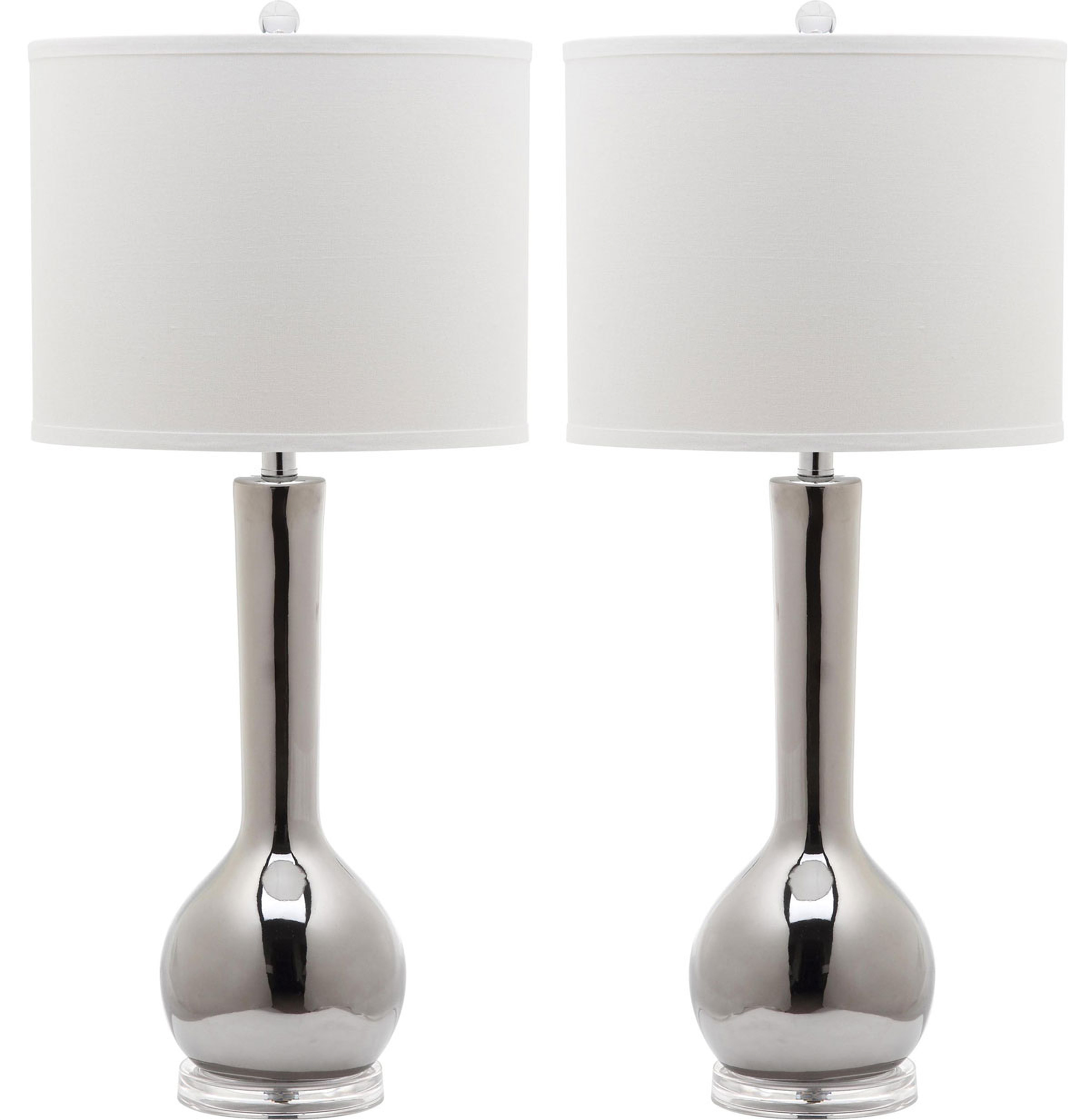 Mae Silver and Off-White 30.5 Inch Long Neck Ceramic Table Lamp Set of 2 | 1stopbedrooms