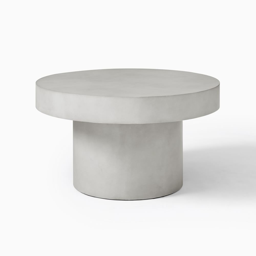 Volume Round Pedestal Coffee Table (30&quot;) - Concrete | West Elm (US)