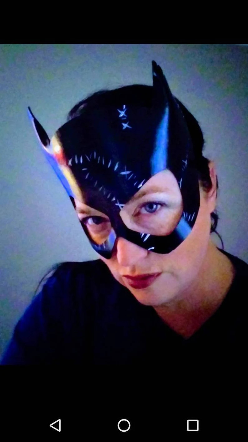 Catwoman Black Leather Mask Inspired by Batman Returns | Etsy | Etsy (US)