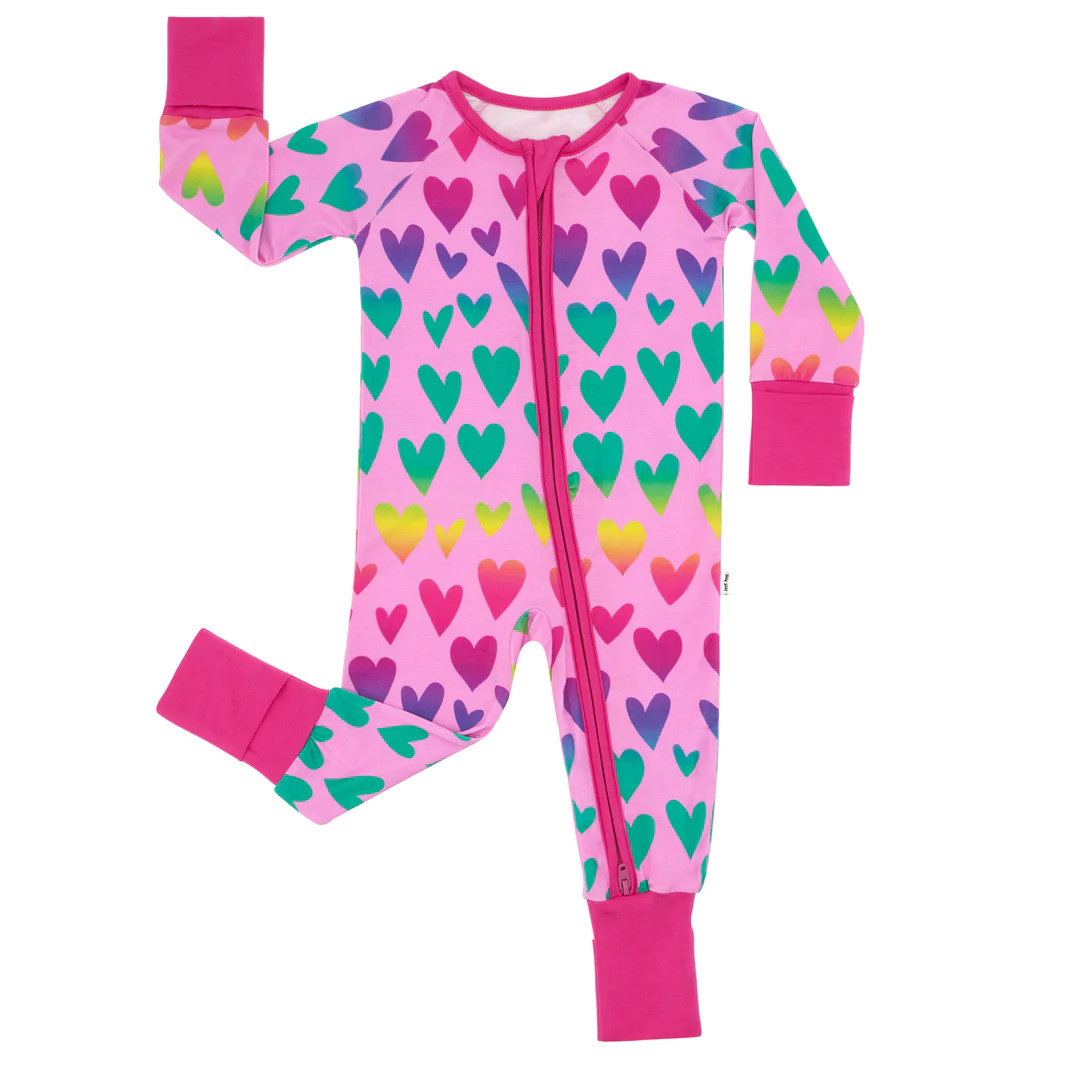 Ombré Hearts Bamboo Viscose Zippy | Little Sleepies