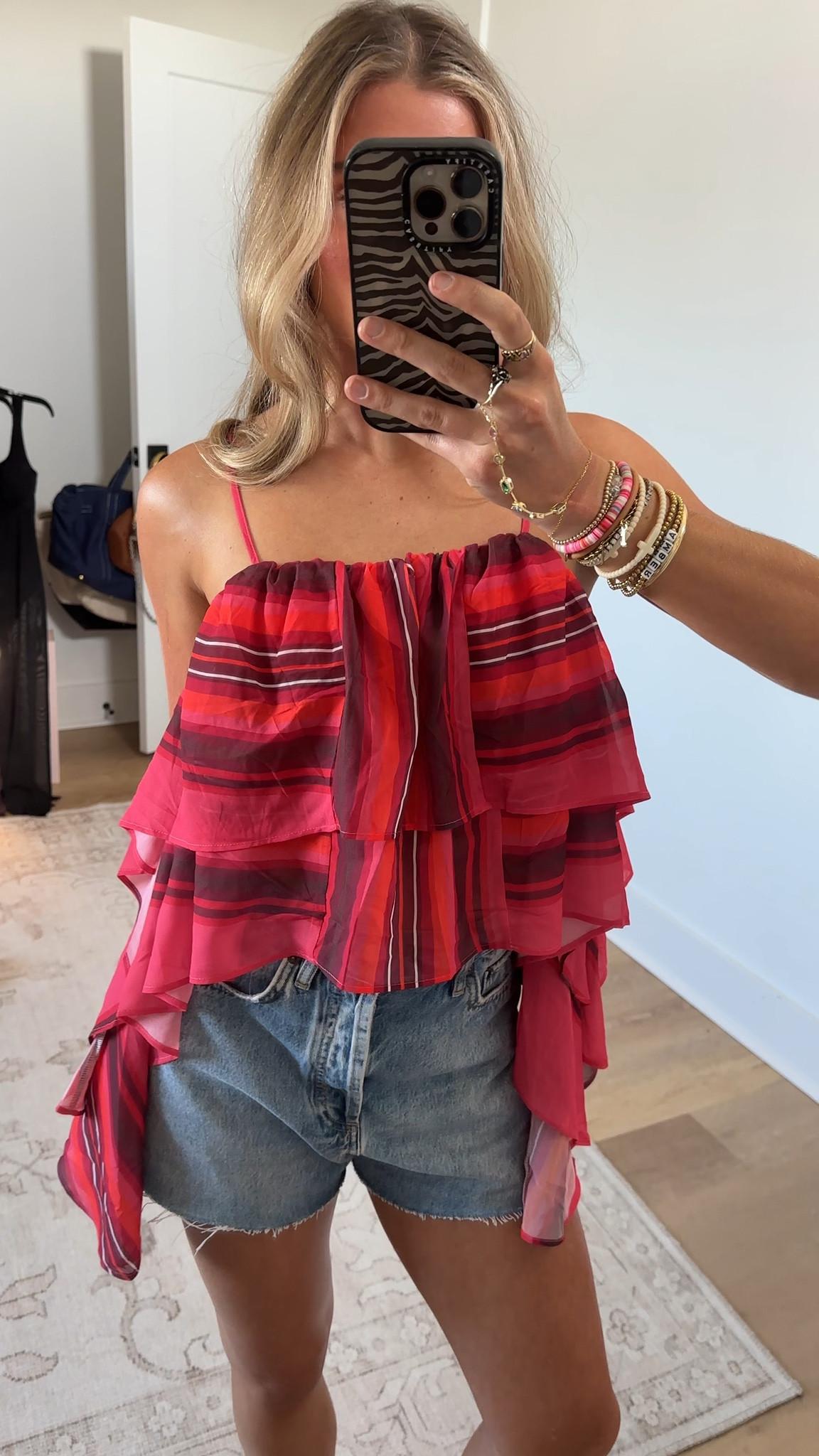 Amazon size small Women Boho Striped Ruffled Cami Top Layered Spaghetti Strap Babydoll Tank Sleeveless Printed Camisole Vacation

#LTKootd #LTKSaleAlert #LTKSeasonal