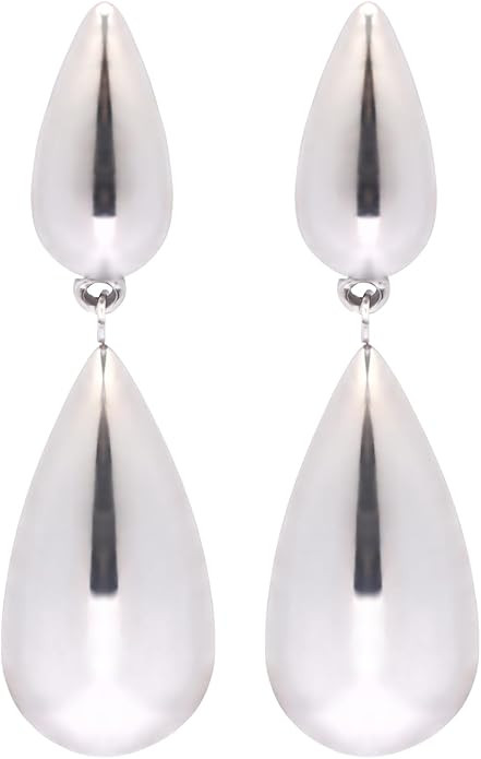 Teardrop Earrings for Women, Stainless Steel Lightweight Hollow Drop Dangle with Matching Studs | Amazon (US)