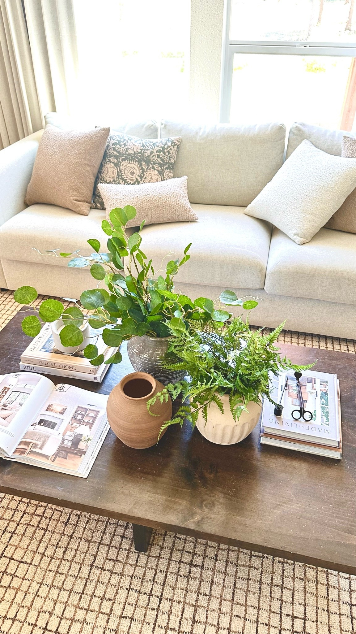 For pillows standard sizes I use and mix match on our sofas are 18 x 18, 20 x 20 and sometimes 22 x 22 plus a small lumbar. Always size up your inserts!

Living rooms, cozy living room, living room rugs, wool rugs, checkered rug, neutral rugs, coffee tables, home decor, coffee table styling, coffee table ideas, pillows, pottery barn look for less

#LTKHome