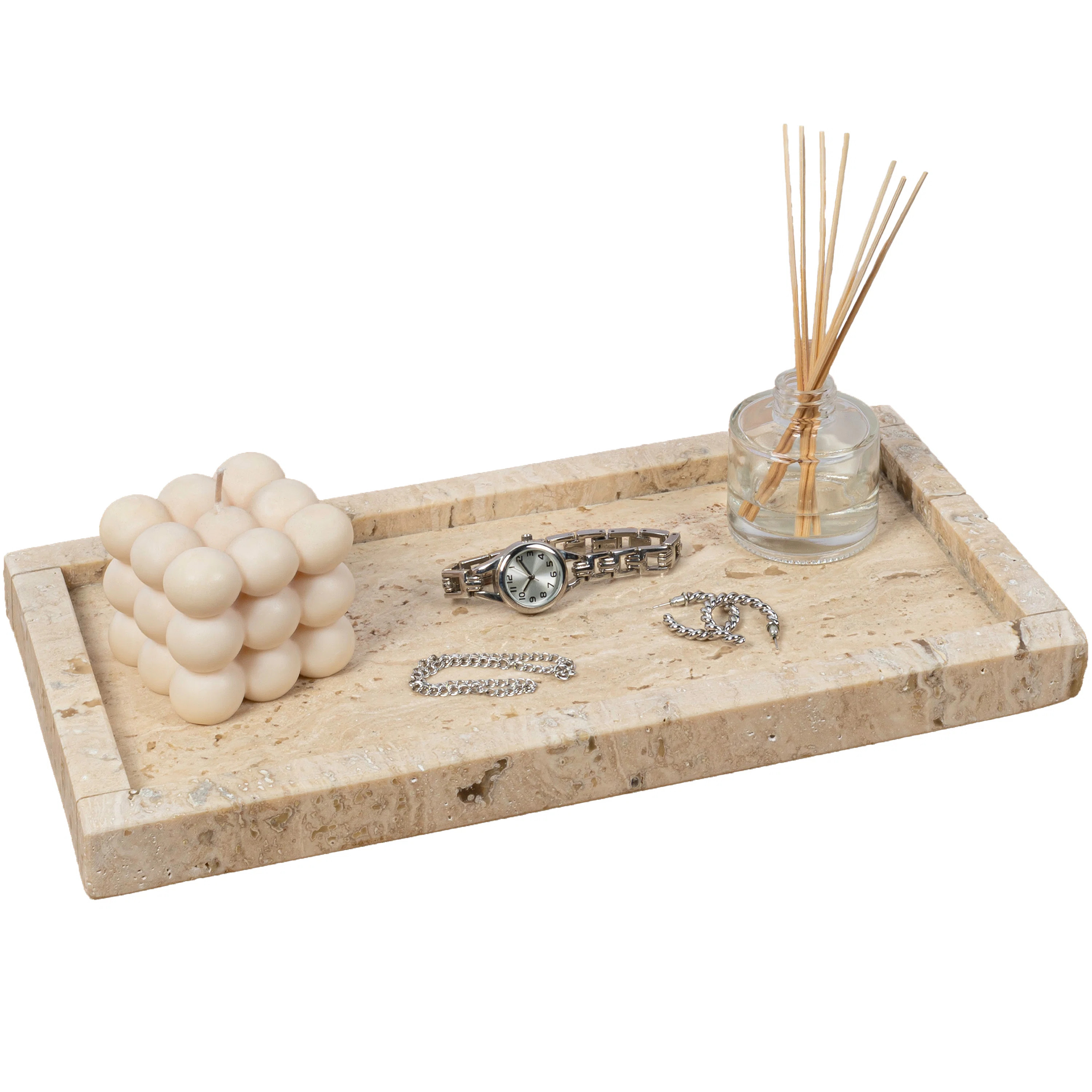 Luxe Stone 12" x 6" Classic Minimalist Rectangular Marble Bathroom Countertop Tray | Wayfair North America