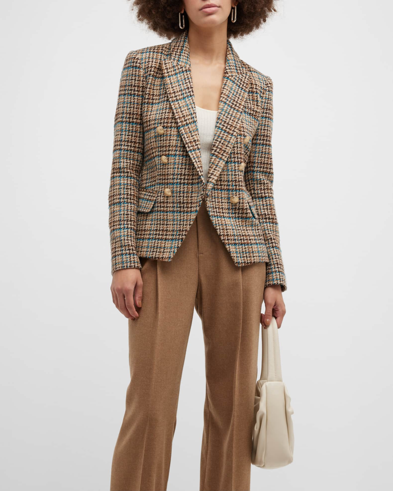 L'Agence Kenzie Houndstooth Double-Breasted Blazer | Neiman Marcus
