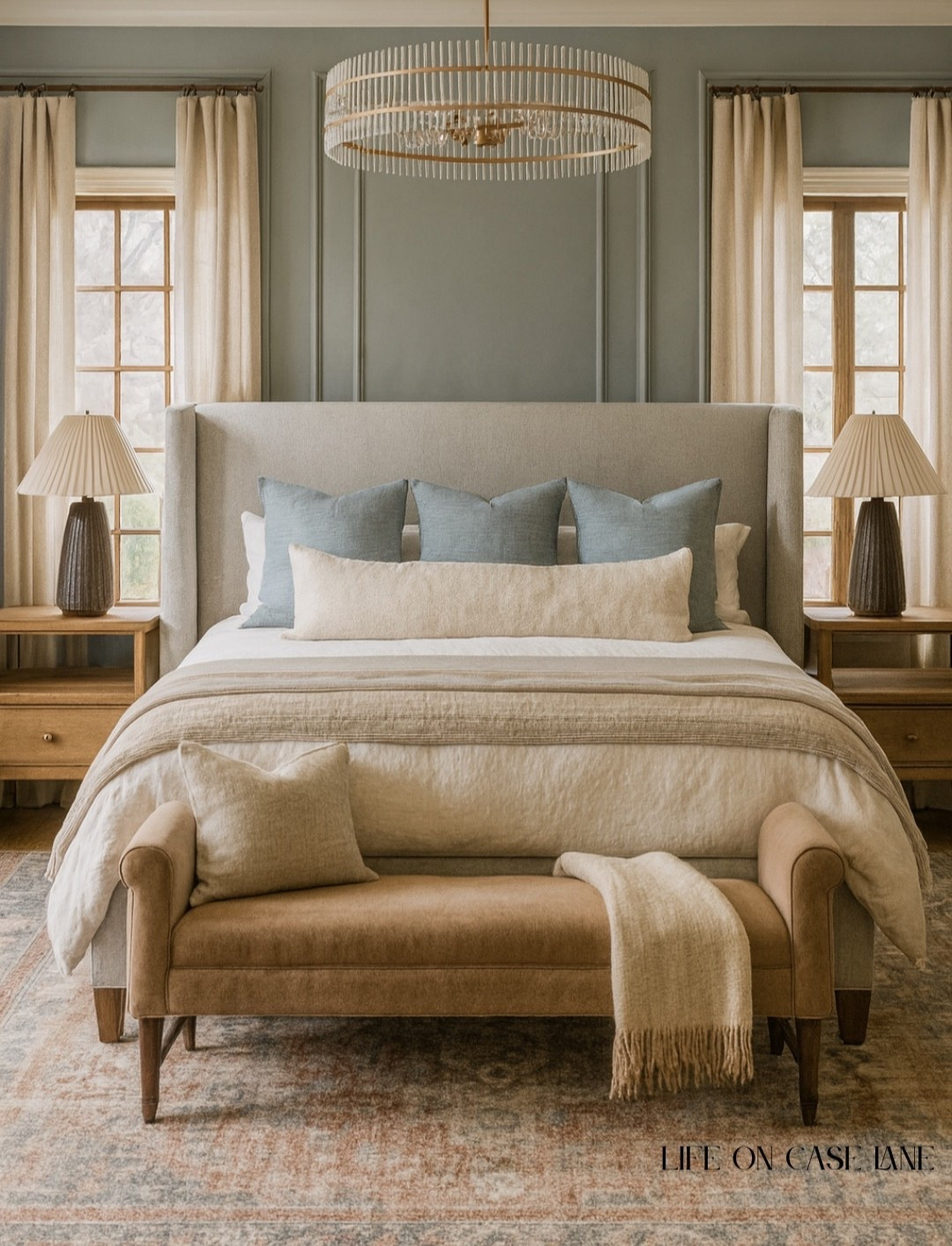 Almost everything here is in my actual bedroom - minus the pillows and the bench! 

Primary bedroom furniture, master bedroom, guest bedroom, traditional bedroom, transitional bedroom, nightstand, upholstered bed, area rug, bedroom bench, bedroom chandelier, lamp, bedroom lamp, neutral bedroom, curtains, neutral curtains, triple pleat pinch curtains, affordable furniture, good quality furniture, wayfair, Loloi

#bedroom #transitionaldesign

#LTKHome