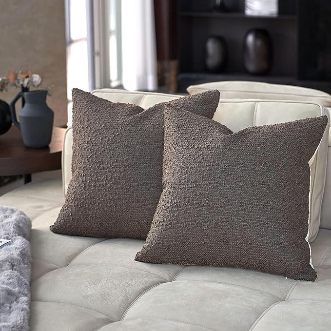 DOMVITUS Pillow Covers 20x20 Set of 2, Boucle Pillow Covers, Decorative Neutral Accent Throw Pill... | Amazon (US)