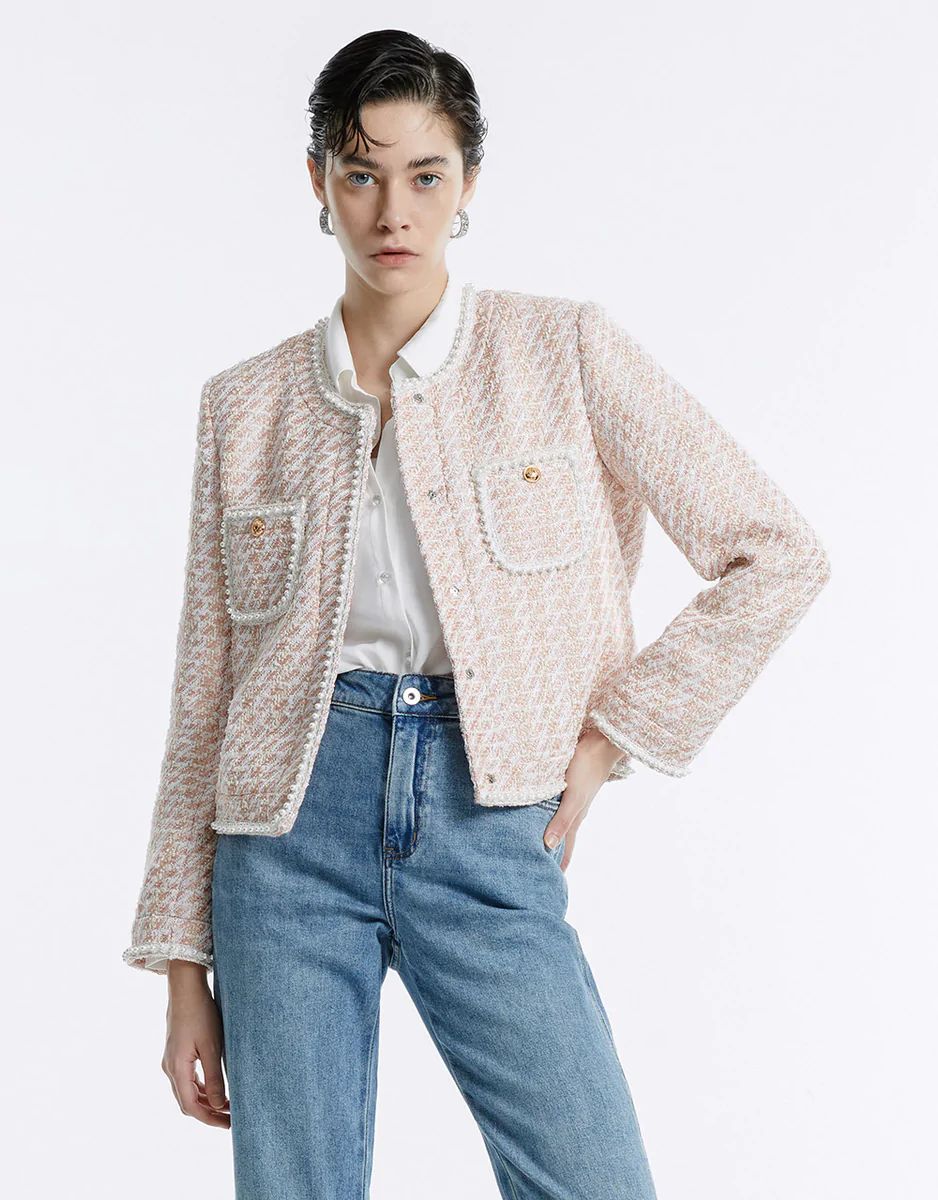 Patch Pocket Tweed Jacket | Urban Revivo