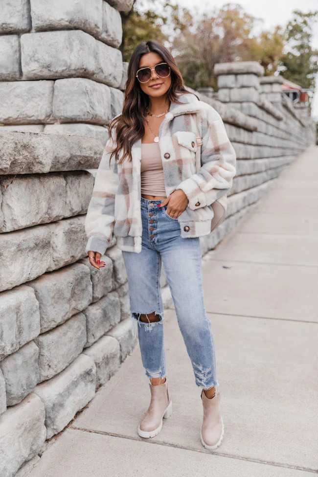 Lose Sight Blue Plaid Jacket | The Pink Lily Boutique