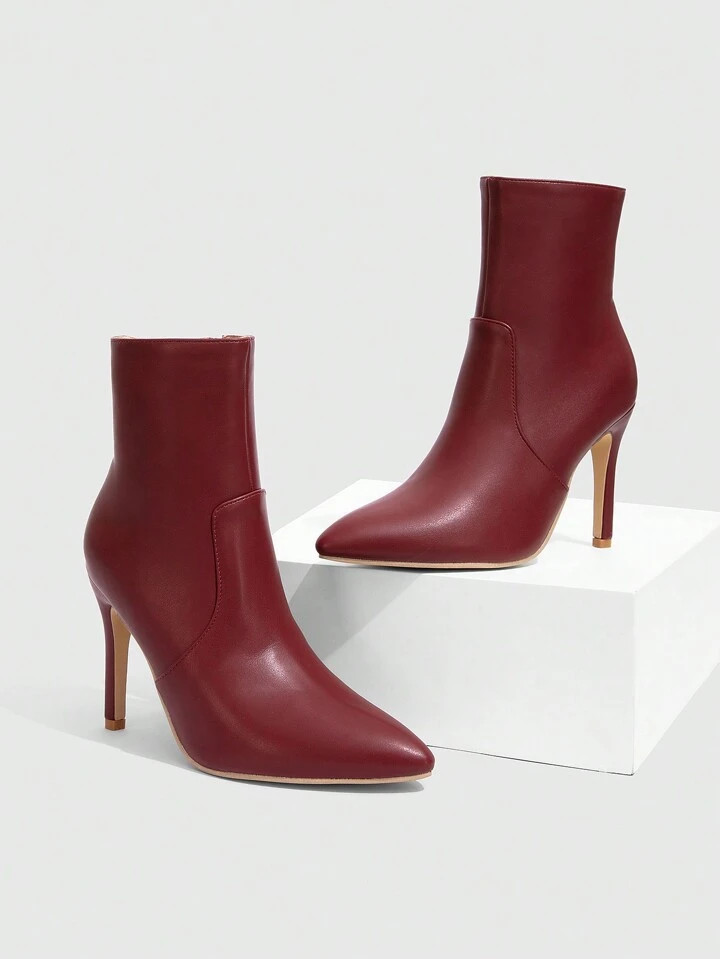 CUCCOO SZL Women's Wine Red Short Boots, Crocodile Pattern, High Quality Leather, Fashion Sexy Mi... | SHEIN