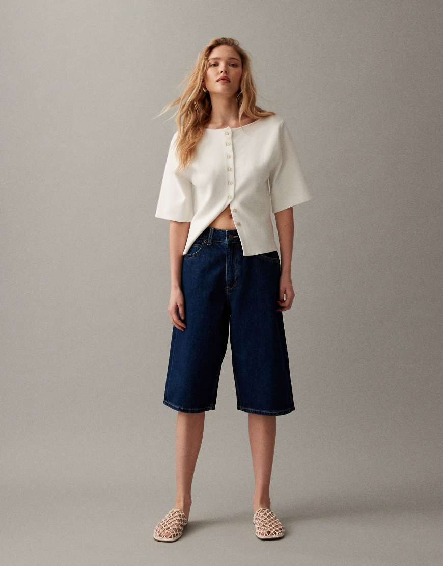 ASOS DESIGN baggy Bermuda shorts in rinse-Blue | ASOS (Global)