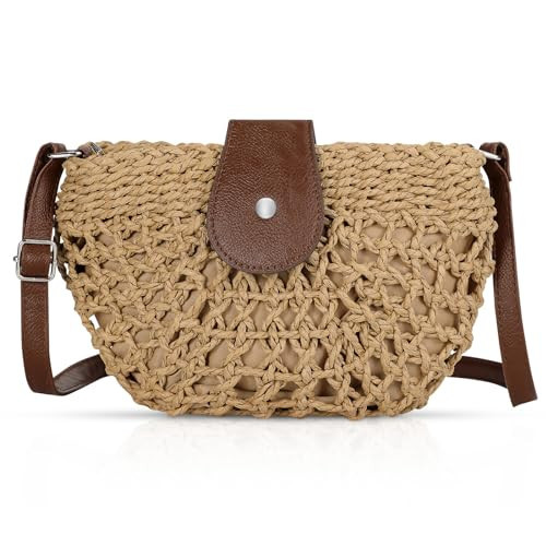 LEVOTIYER Straw Bag Woven Purse Straw Crossbody Bags for Women Straw Handmade Bag for Women for Casual Beach | Amazon (US)