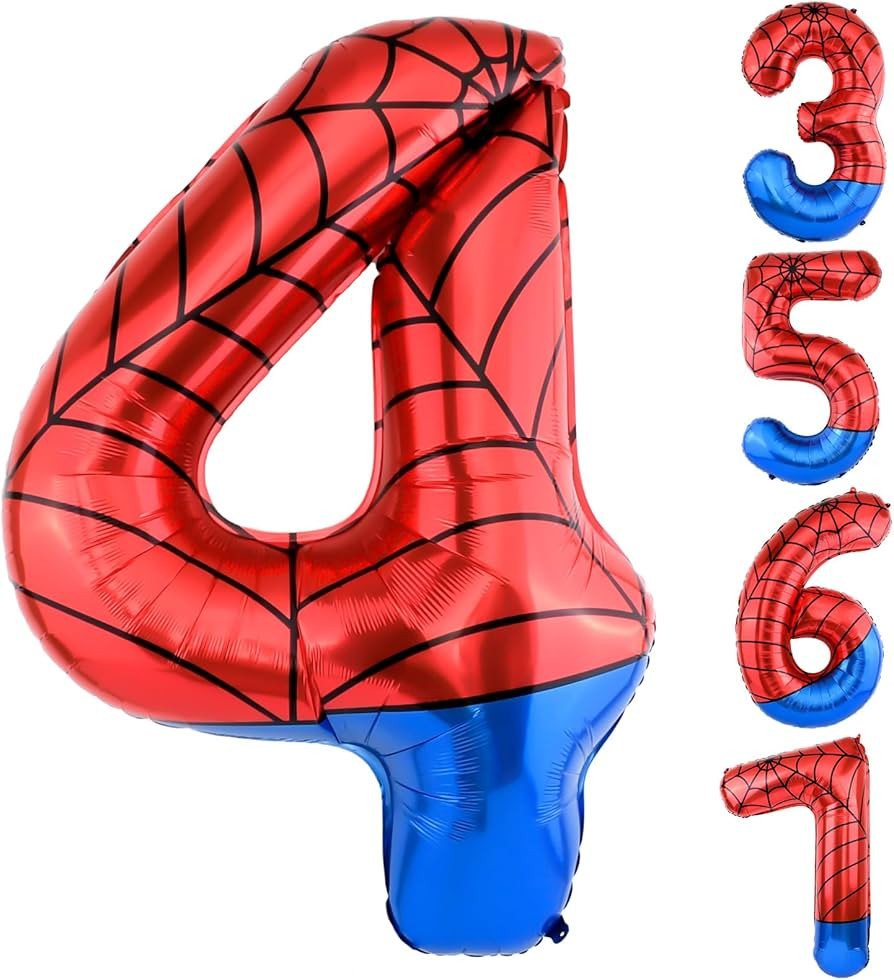 40 Inch Vibrant Spider-Themed Number Foil Balloons - Spider Balloons for Spider Birthday Decorati... | Amazon (US)