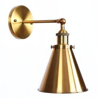 GLD 1-Light 5.31 in. Brass Sconce Vintage Industrial with Swing Arm | The Home Depot