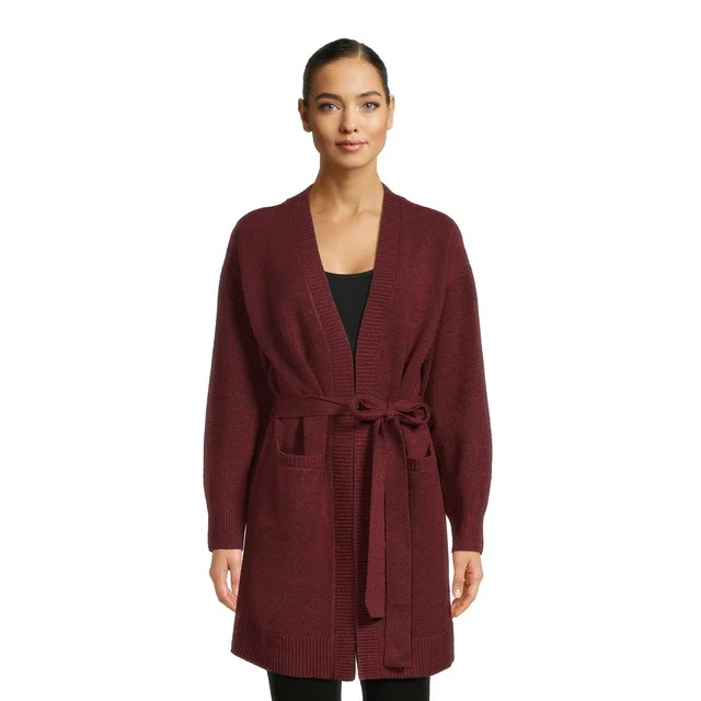Time and Tru Women's Knit Coatigan with Belt, Sizes XS-XXXL | Walmart (US)